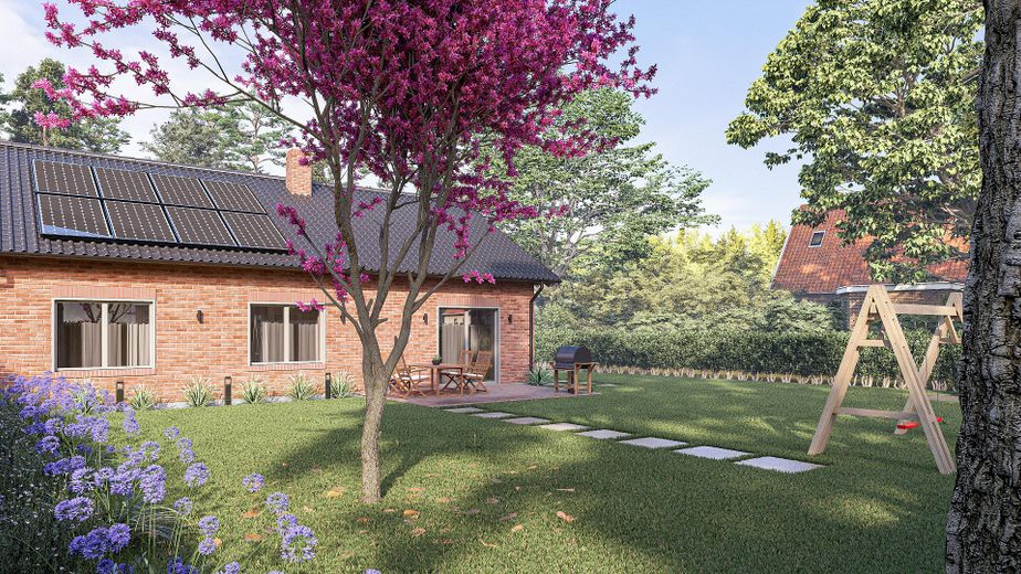 Demi-maison bungalow haut de gamme avec cuisine équipée et sauna – situation attractive et calme à Barum – Garten