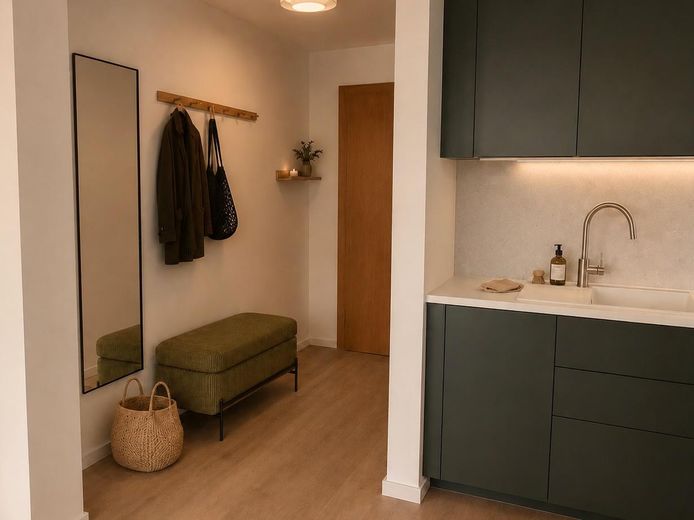 Helles, frisch saniertes 1-Zimmer-Apartment mit Balkon in Bessungen – Flur mit Blick auf Eingang