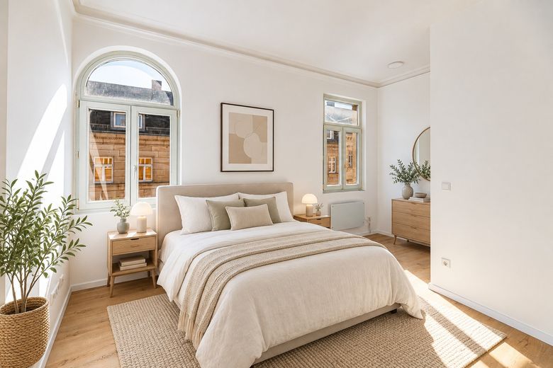 TOP gerenoveerde Altbau 3-kamerwoning! – Schlafzimmer Besipiel