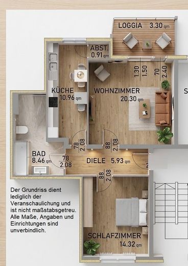 Do dobrego samopoczucia: mieszkanie 2-pokojowe !!! Hannover-List !!! – Grundriss