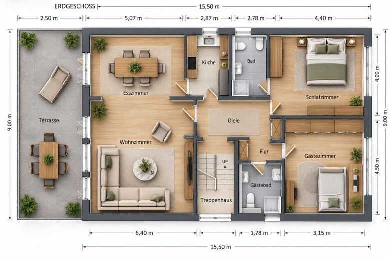 127 m² PRIVATES WOHNEN MIT EIGENEM POOL & GARTEN – 2 GARAGEN + 1.920 € KALTMIETEINNAHMEN – Erdgeschoss