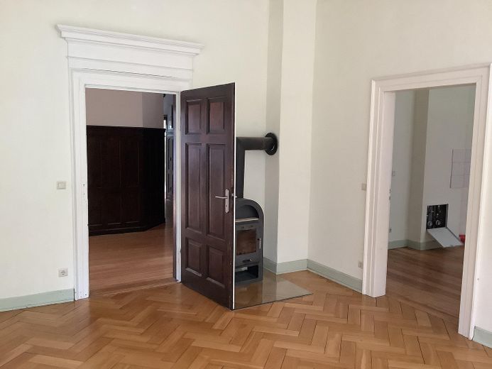 Wunderschöne großräumige 4 Raum Wohnung + Kamin & direkter Zugang zum Garten direkt am Schloßpark – Wohnzimmer