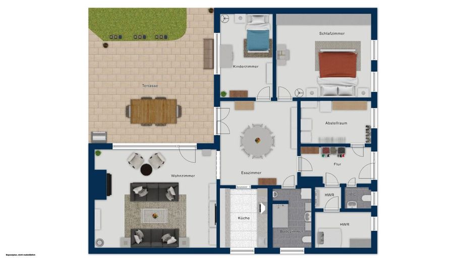 Wohnen auf einer Ebene - Bungalow mit 3 Zimmern, Carport sowie Garage und großen Garten in Garlstedt – Grundriss