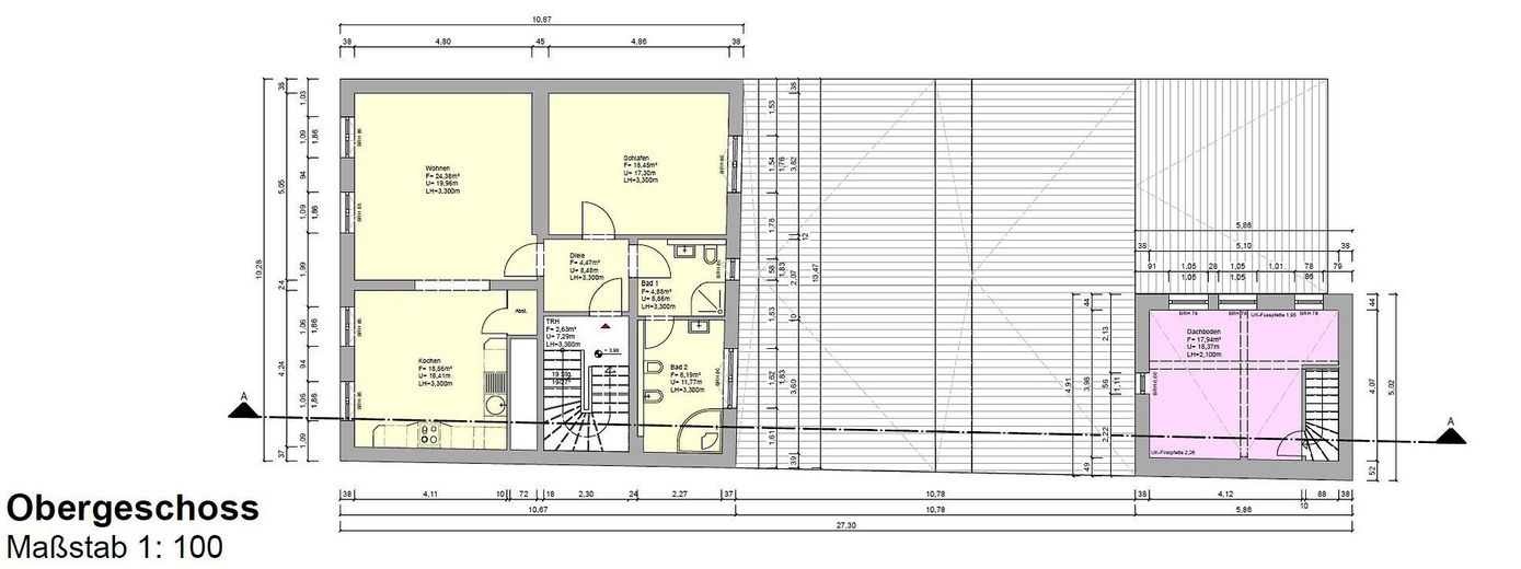 Mehrfamilienhaus, Dreifamilienhaus mit Loft Charakter u. Dachterrasse in Krefeld – Obergeschoss