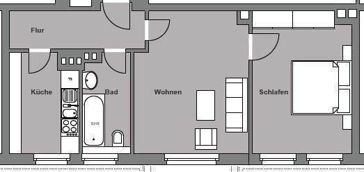 Großzügige 2-Zimmer mit Laminat und Wannenbad in guter Lage – Grundriss