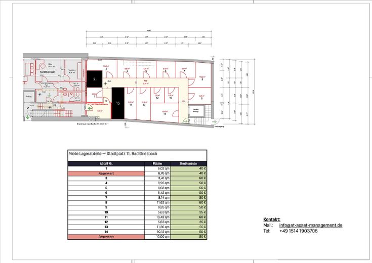 Lagerabteile ab 5m² am Stadtplatz von Bad Griesbach – Lagerabteile + Preisliste