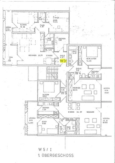 Großzügige 3-Zimmerwohnung, 96 m², in bester Lage Würzburg-Frauenland – Grundriss Wohnung W3