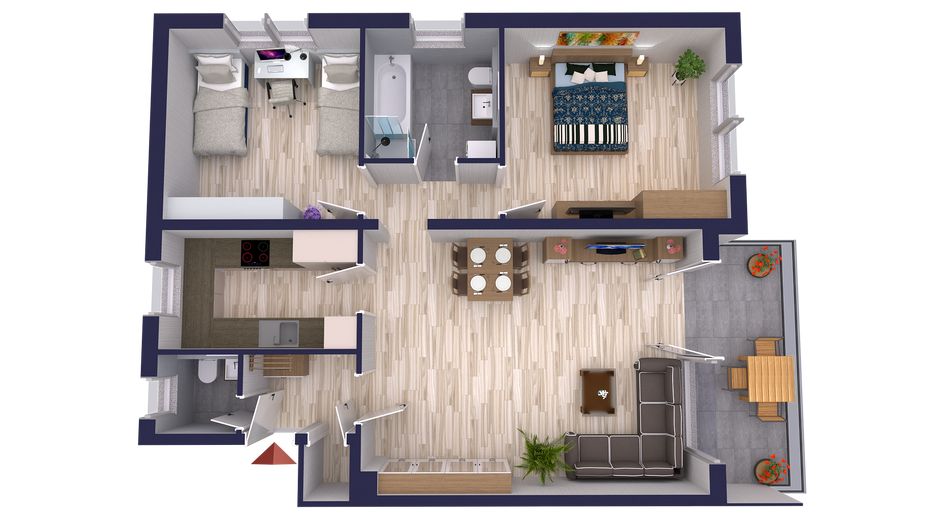 Wohnen in Überlingen: Großzügige 3-Zimmer-Oase mit Balkon, Aussicht & 2 Stellplätzen – Grundriss 3D