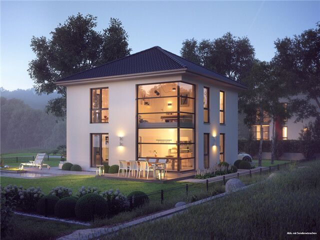 AKTIONSHAUS provisionsfrei vom Bauträger: Schlüsselfertiges Massivhaus mit Grundstück zum Festpreis! – Hausansicht mit Sonderausstattung