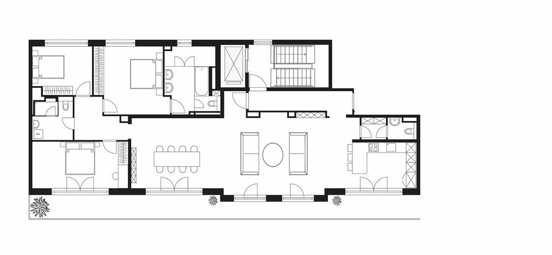 H9-Penthouse 1 → Luxuriöses Penthouse mit Dachterrasse und Panoramablick – Grundriss
