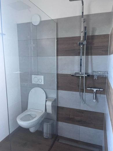 Gepflegtes 1-Zimmer-Penthouse Apartement mit großem Balkon in Rosenheim - Anfragen nur per Mail – Moderne Dusche und WC
