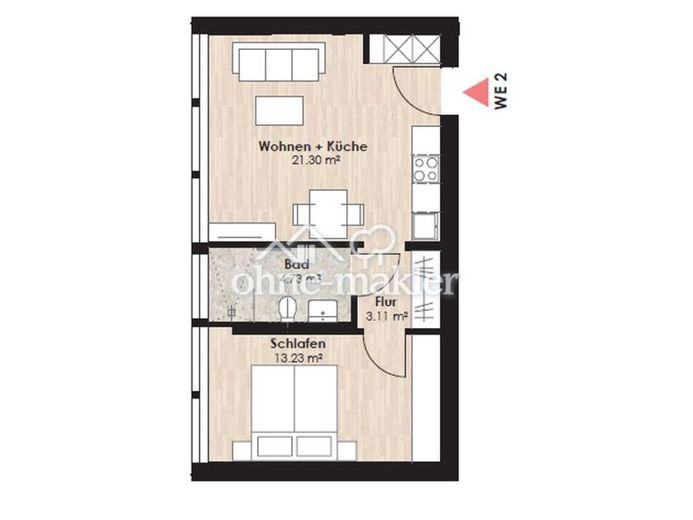 Ankommen und wohlfühlen: Helle 2-Zimmer-Wohnung mit offenem Wohn-Essbereich – Foto 1