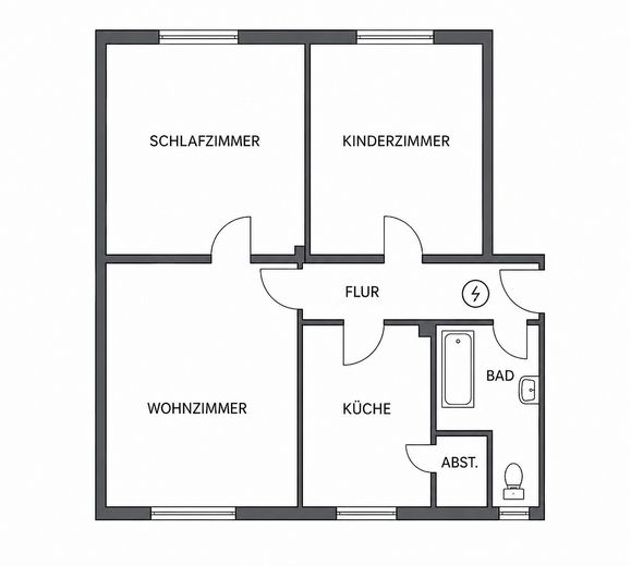 Helle 3-Zimmer Wohnung direkt neben den Barmer Anlagen – Grundriss