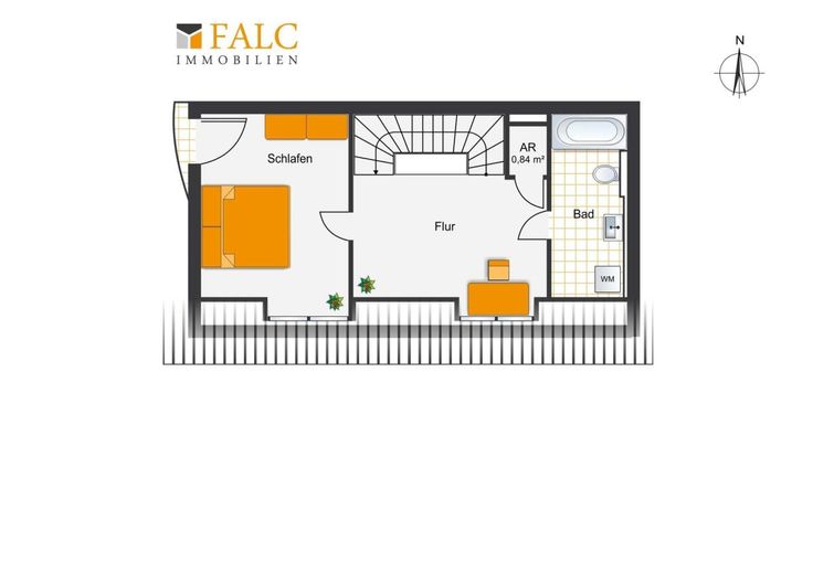 Helle Maisonettewohnung mit Südbalkon und Tiefgarage in Neudietendorf – Grundriss Dachgeschoss