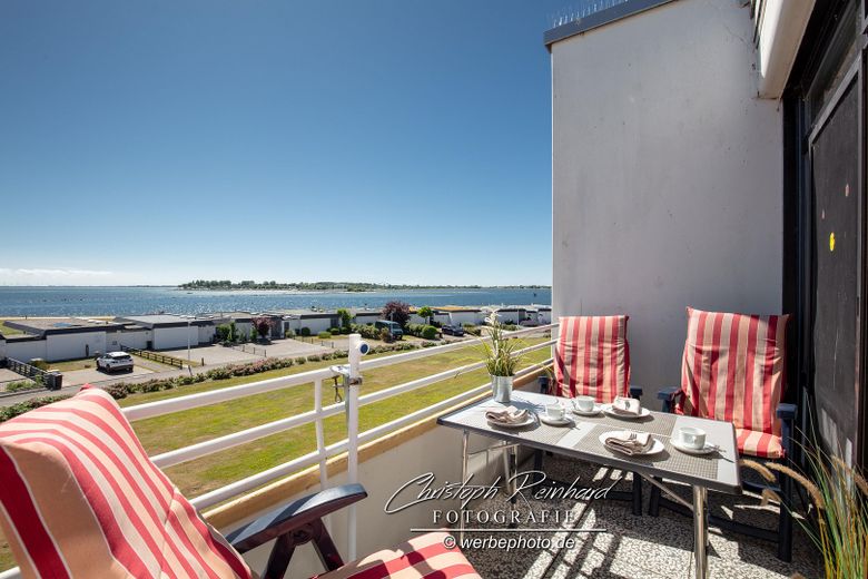 Vista mozzafiato sul Mar Baltico: appartamento vacanze di 2 locali Südstrand Fehmarn – Ausicht mit Fehmarnsundbrücke