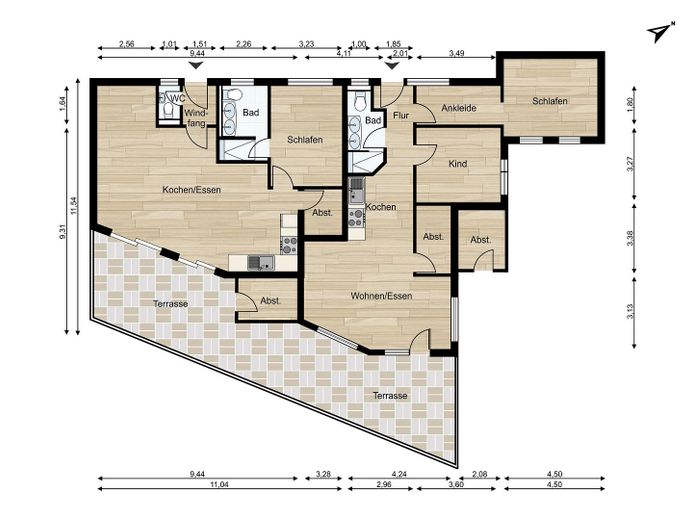Eigentumswohnung in ruhiger, stadtnaher Lage bei geringsten Energiekosten und höchstem Wohnkomfort – links die beschriebene Wohnung