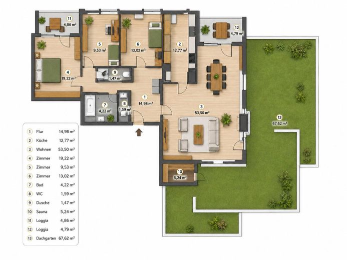 Penthouse mit großer Dachterrasse, Panoramablick & privater Sauna – Exposé Penthouse