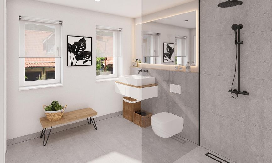 Neubau MFH - 10% Abschreibung KFW 40QNG in zentraler Lage Hengersberg - nur noch 1 ETW Vefügbar ! – Badezimmer