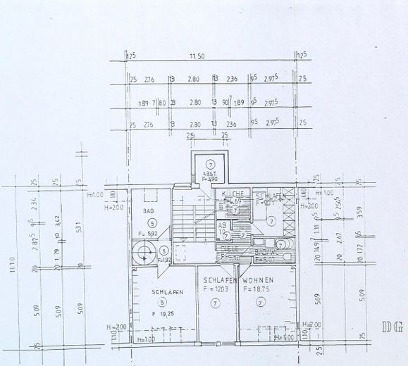 Eigentumswohnung Maisonette 5 Schlafräume, große Wohnküche und 2 Bäder – Altzeichnung