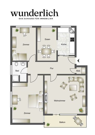 4-Zimmer-Wohnung in Wedel-Schulau mit Balkon und Tiefgaragenstellplatz – Grundriss