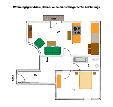 Traumhafte 2-Zimmer Ferienwohnung "Arielle" am Stettiner Haff sucht einen neuen Eigentümer – Grundriss