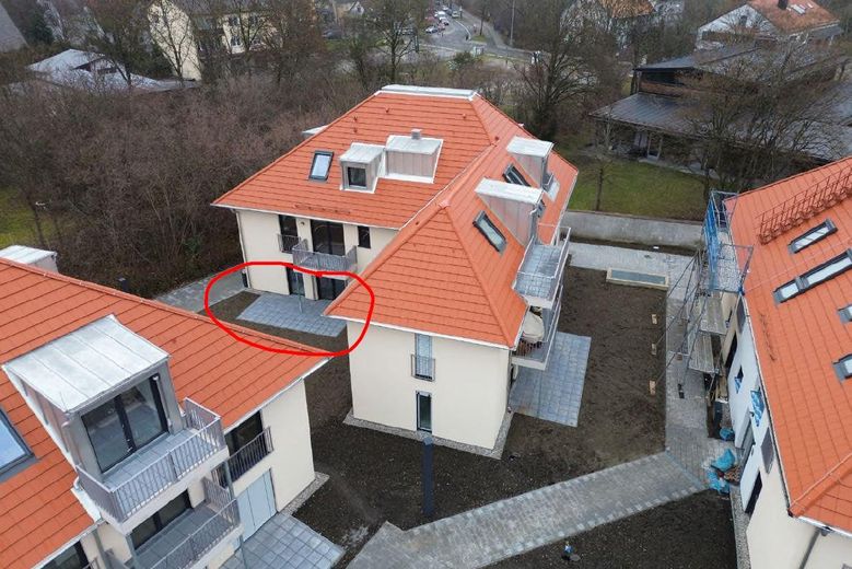 Möblierte Erdgeschosswohnung in ruhiger Lage - München Forstenried – Luftbild von Südwesten