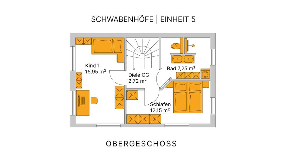 Eenheid 5 – Hoekwoning in landelijke stijl met tuin & dubbele garage | KfW-40-QNG, bouw is begonnen – OG / Einheit 5
