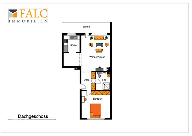 Willkommen in Ihrer modernisierten 2-Zimmer-Wohnung mit Balkon – Grundriss