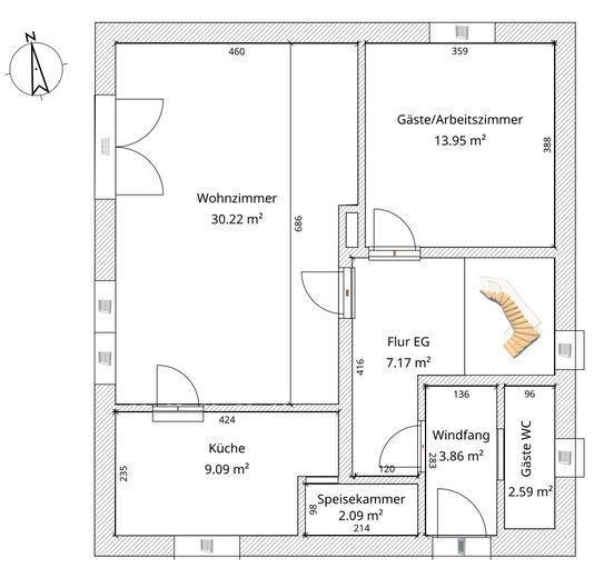 Per famiglie, casa unifamiliare indipendente a Eckental Brand da privato – Grundriss Erdgeschoss