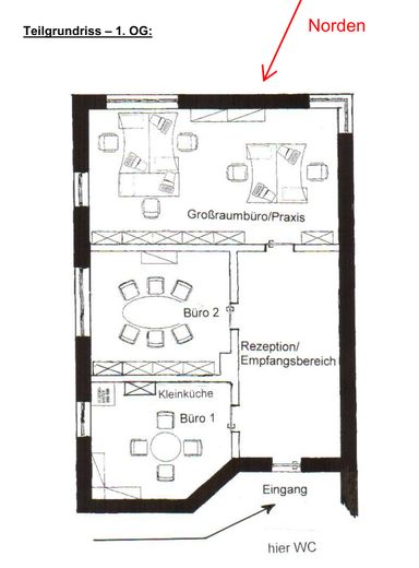 Helle Büro/ Praxisräume in Burghausen - ca. 100 (optional 200 m²) mit vielseitiger Aufteilung – Grundriss ca. 100 m²