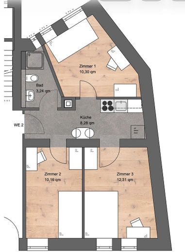 WG-Zimmer zur sofortigen Vermietung / Obere Baustraße 14 WE 2 90478 Nürnberg, Zi.2 – Foto 6