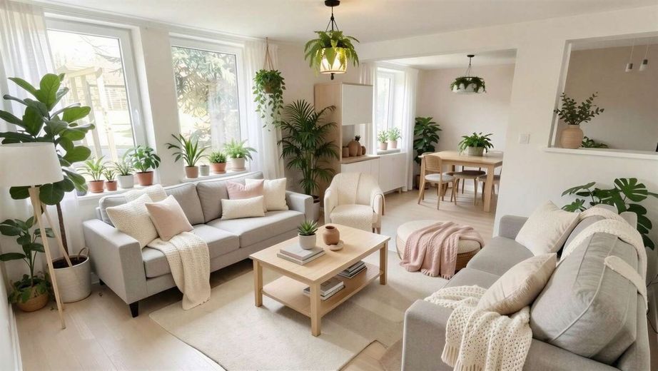 Uetze - Dollbergen - Handwerkertraum - Grosses Wohnhaus zum Sanieren – EG - Wohnzimmer Sanierungsvorschlag (KI generiert)