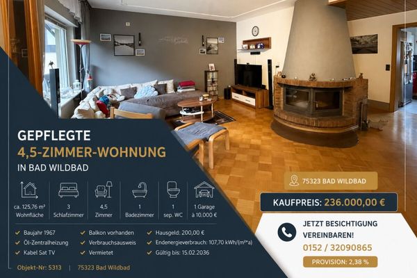 125 m² Kapitalanlage in Bad Wildbad - deutlich unter Markt vermietet | Garage | Kamin | Balkon