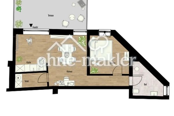 Première occupation après rénovation complète - 54 m², logement individuel avec entrée séparée et grande terrasse