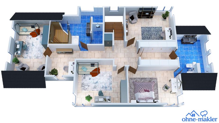 Zedernholzhaus mit Sauna, Werkstatt und Garten: viel Platz zum Wohnen, Arbeiten und Entspannen – OG