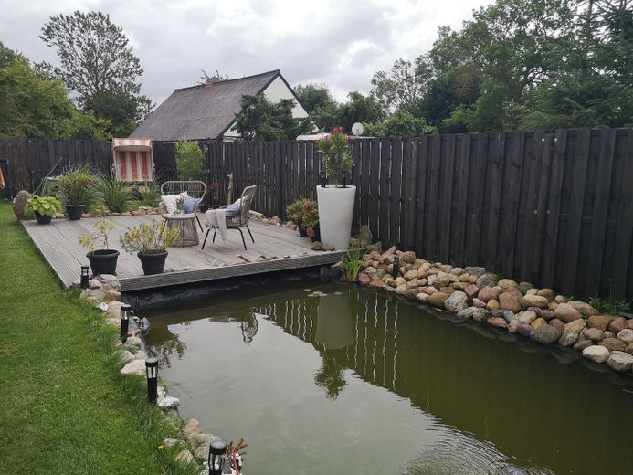 Außenanlage mit Teich