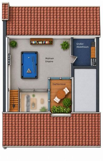 Maisonette di 5,5 locali con ampio soppalco, terrazza sul tetto e vista panoramica su Wülfrath - senza commissioni – Grundriss Dachgeschoss
