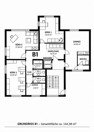 Zentrale Büro-/Praxisfläche in Ravensburg – ca. 144 m² + bis zu 7 Stellplätze – Foto 2