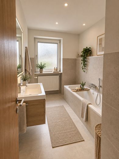 Bungalow indipendente su 669 m² · posizione ai margini del ruscello e dei campi · potenziale eccezionale! – Soll Zustand (KI)