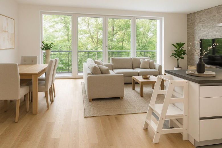 Moderne, großzügige 3-Zimmer-Wohnung in Hamburg-Borgfelde (Nähe St. Georg) zu vermieten – Wohn-/Esszimmer