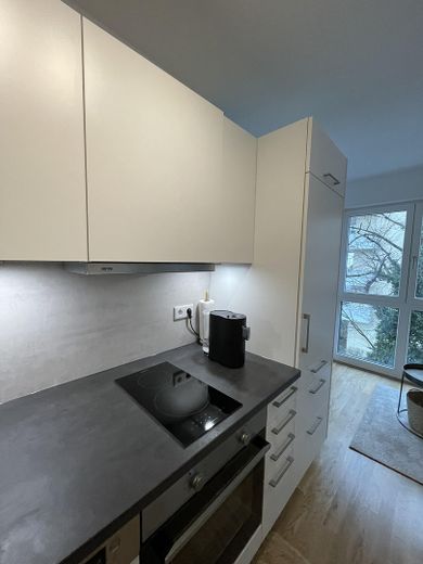 Neubau - helle 1-Zi Whg, voll eingerichtet + vollmöbliert, Bad mit Fenster - ab 12/26 provisionsfrei – Küche
