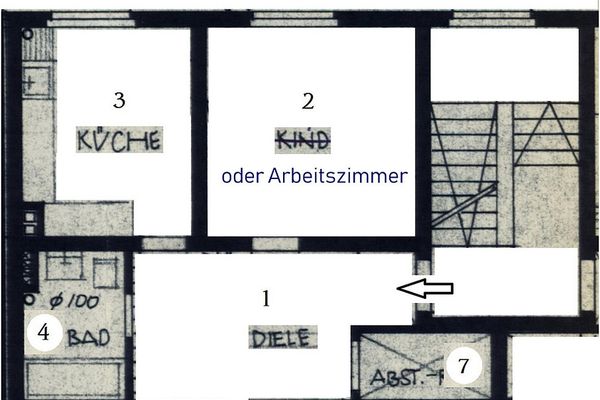 3Z-Kü-Di-Ba-Ab ruhige 3-Zimmer-Wohnung mit Wohnküche ideal für Homeoffice, hell und geräumig,