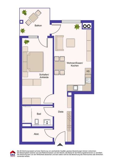 Kapitalanlage! Komfortable 2,5-Zimmer-Wohnung mit Balkon und TG-Stellplatz – Grundriss