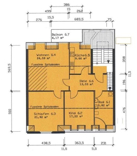 Großzügige DG 4-Zimmer mit Laminat, Wannenbad und Balkon in ruhiger Lage! – GR unten