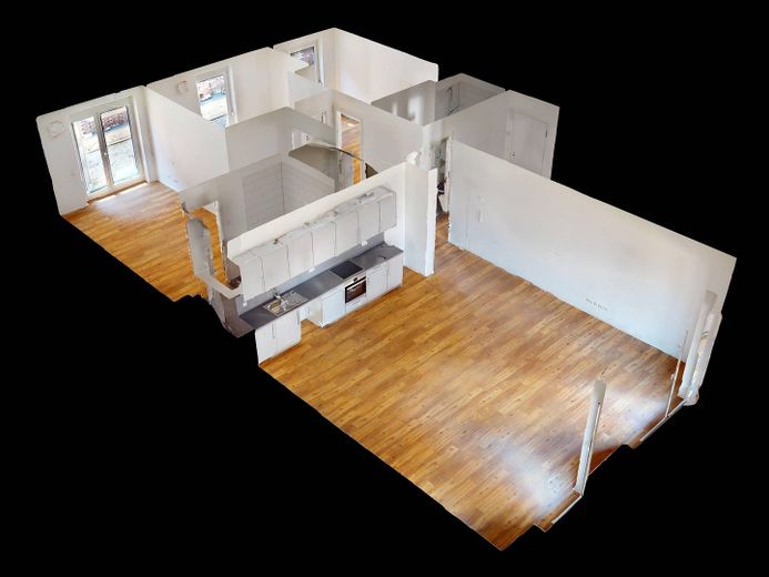 Hell und modern: Große 4-Zimmer-Wohnung mit EBK, 2 BÄDERN und BALKON im Neubauquartier FIELD 4 – 3D-Ansicht Grundriss