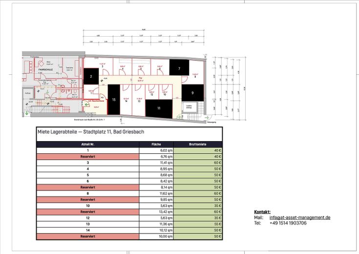 Lagerabteile ab 5m² am Stadtplatz von Bad Griesbach – Lagerabteile + Preisliste