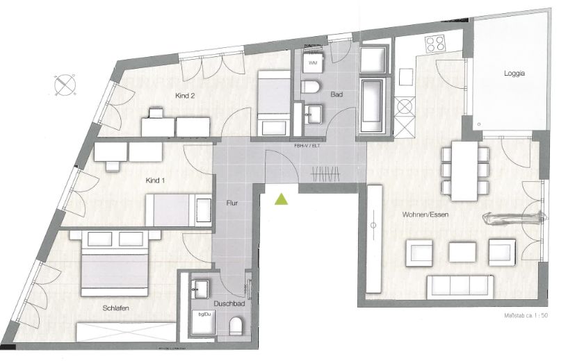 München-Aubing: Neuwertige familienfreundliche 4-Zimmer-Wohnung mit Blick ins Grüne / S-Bahn-Nähe – Grundriss