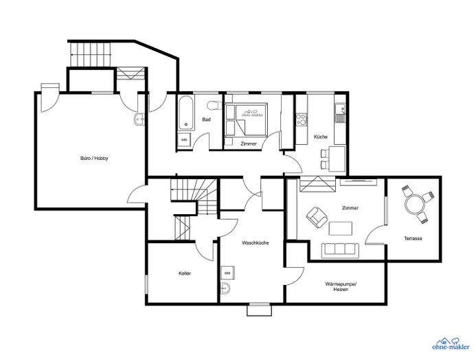 UG mit ELW und Büro/Hobby
