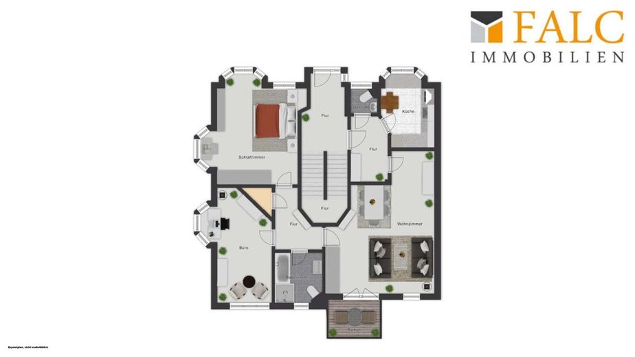 Barrierearme Erdgeschosswohnung mit Balkon, Garage &amp; vermieteter Einliegerwohnung – Grundriss Erdgeschosswohnung
