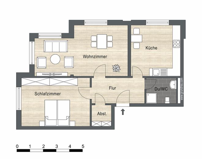 Gepflegte 2-Zimmer Wohnung in Neuss – Grundriss